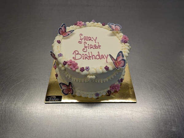 Creme taart Vlinders en bloemen